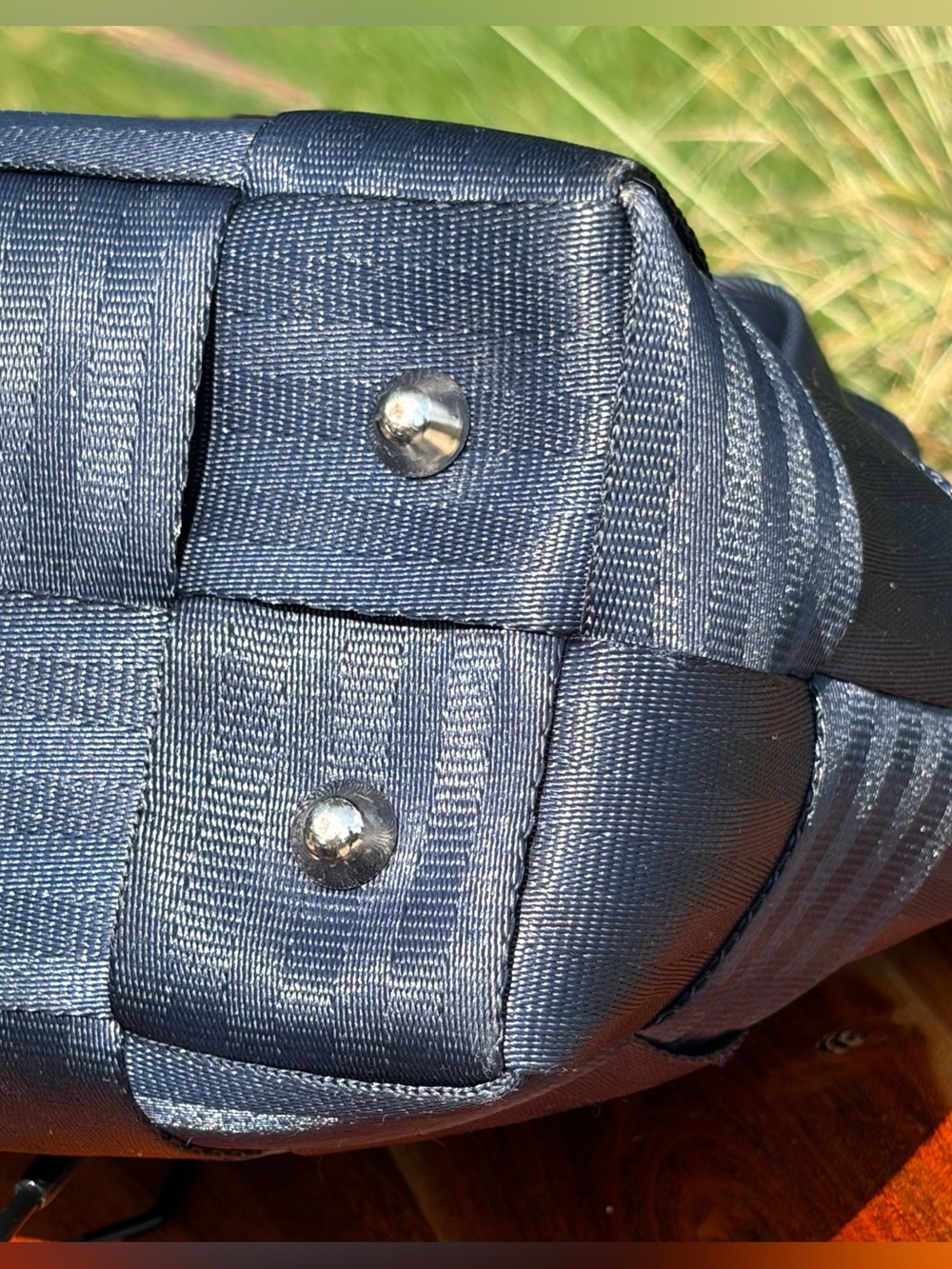 Vintage Harvey’s “The Original Detroit” Seatbelt Bag Small Tote Navy - Picture 12 of 15